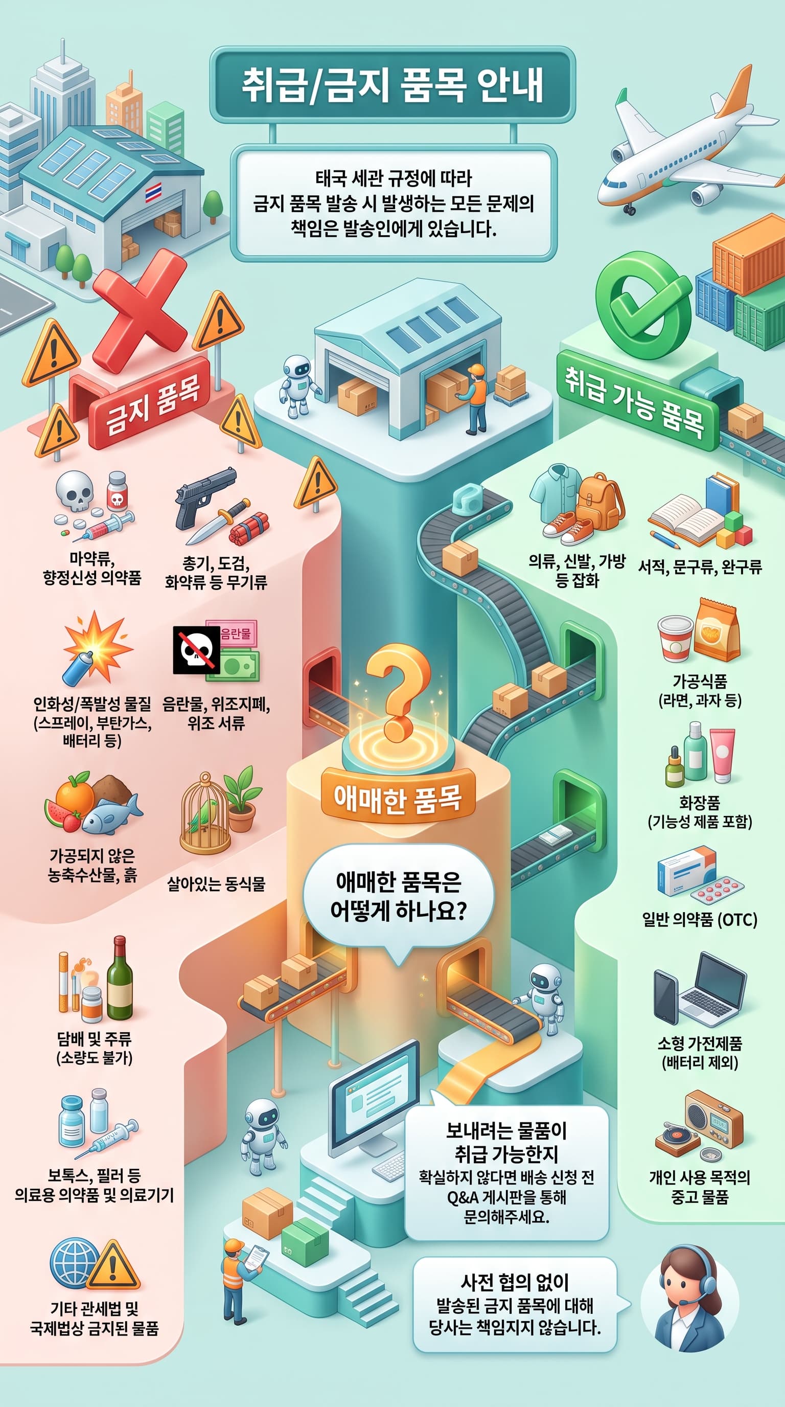 취급/금지 품목 안내